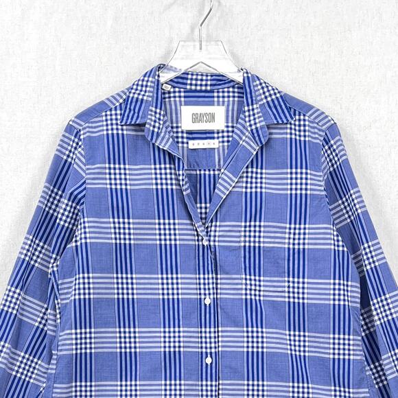 GRAYSON The Hero Button Up Shirt Womens Large Blue White Plaid ANTHROPOLOGIE - Picture 6 of 14